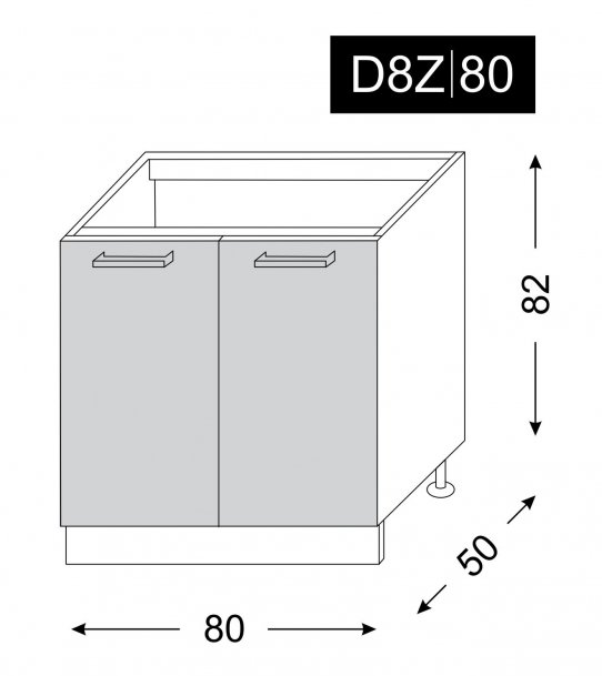 kuchyňská skříňka dolní PLATINUM BLACK STRIPES D8Z/80 - jersey