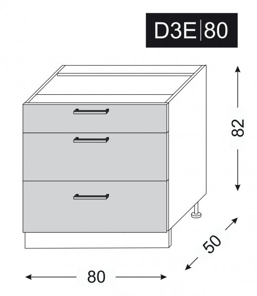 kuchyňská skříňka dolní PLATINUM BLACK D3E/80 - grey