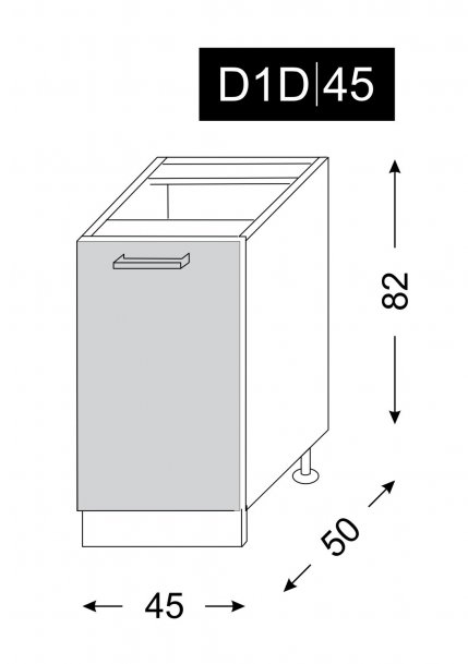 kuchyňská skříňka dolní QUANTUM MAPLE D1D/45 - grey