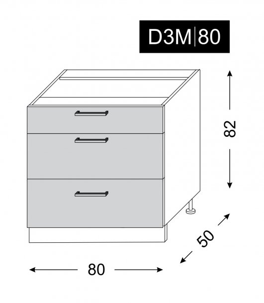 kuchyňská skříňka dolní PLATINUM BLACK D3M/80 - jersey