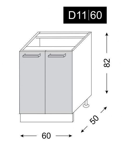 kuchyňská skříňka dolní SILVER+ LATTE D11/60 - grey
