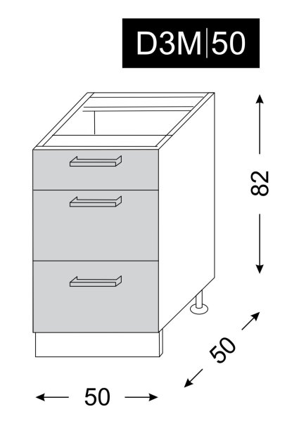 kuchyňská skříňka dolní PLATINUM DEEP RED D3M/50 - grey