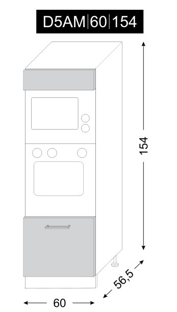 kuchyňská skříňka dolní vysoká PLATINUM CAMEL D5AM/60/154 - grey