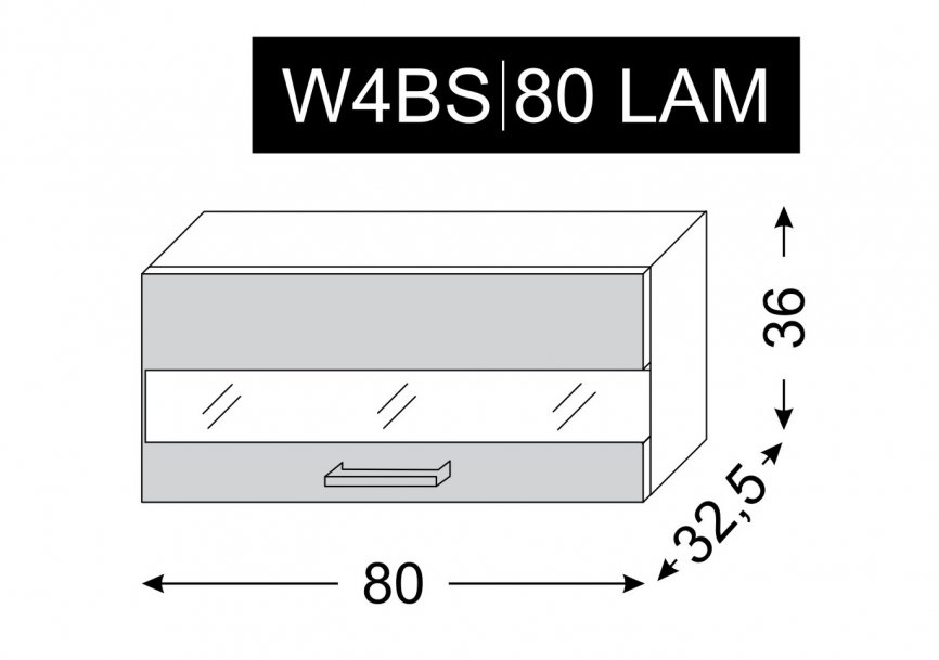 kuchyňská skříňka horní SILVER+ BLACK PINE W4BS/80 LAM - grey