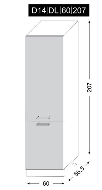 kuchyňská skříňka dolní vysoká TITANIUM FINO ČERNÁ D14/DL/60/207 - grey