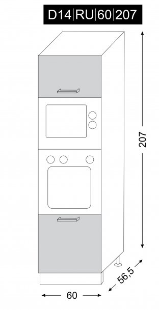 kuchyňská skříňka dolní vysoká TITANIUM DUB PALERMO D14/RU/60/207 - grey