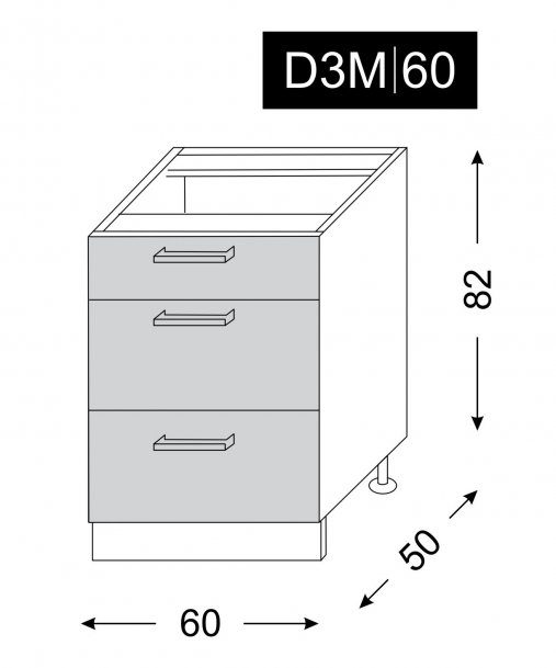 kuchyňská skříňka dolní SILVER+ HAVANA D3M/60 - grey