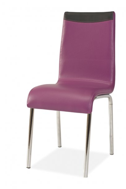 Židle jídelní kovová čalouněná fialová/černá H-224