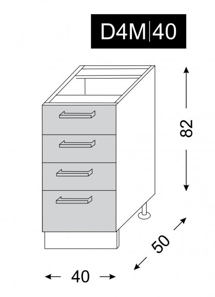 kuchyňská skříňka dolní PLATINUM WHITE D4M/40 - grey
