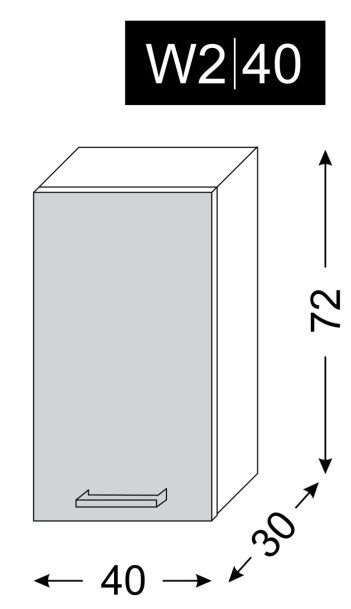 kuchyňská skříňka horní SILVER+ LATTE W2/40 - grey
