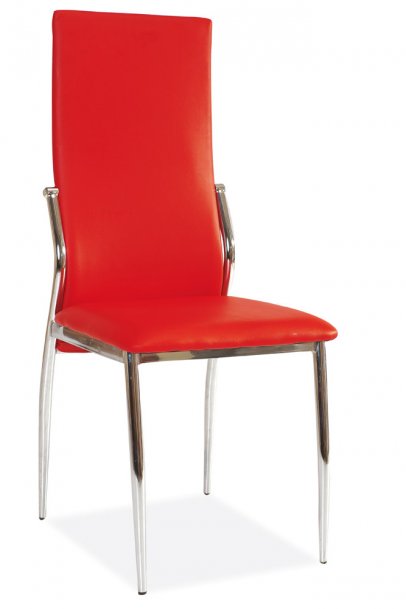 Židle jídelní kovová čalouněná červená H-237