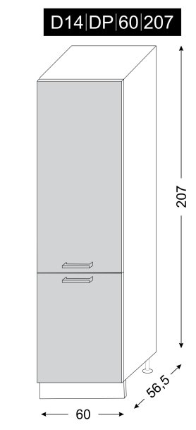 kuchyňská skříňka dolní vysoká TITANIUM FINO ČERNÁ D14/DP/60/207 - lava