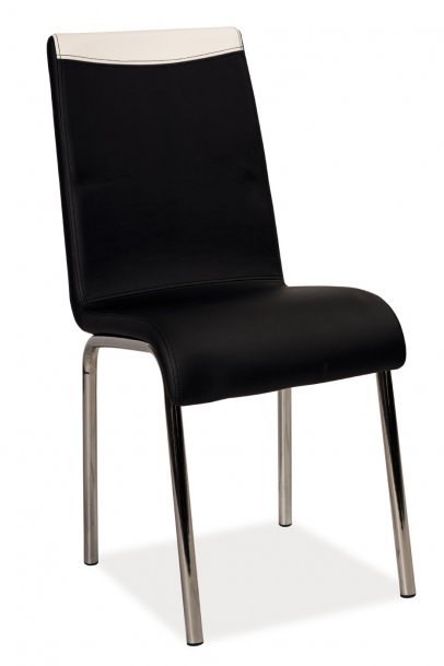 Židle jídelní kovová čalouněná černá/bílá H-224
