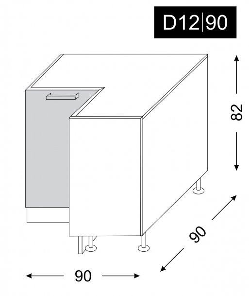 kuchyňská skříňka dolní PLATINUM WHITE STRIPES D12/90 - grey