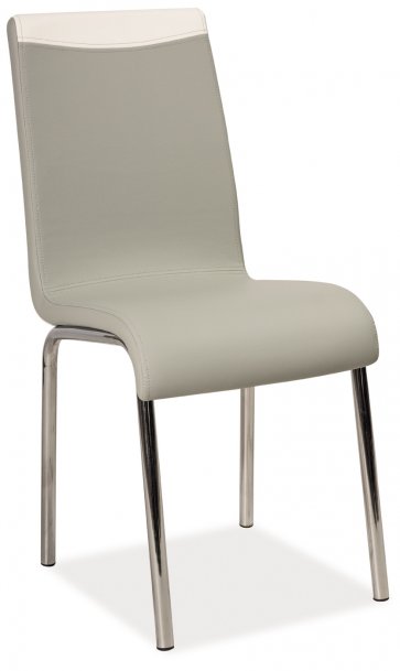 Židle jídelní kovová čalouněná šedá/bílá H-224
