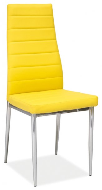 Židle jídelní kovová čalouněná chrom/žlutá H-261