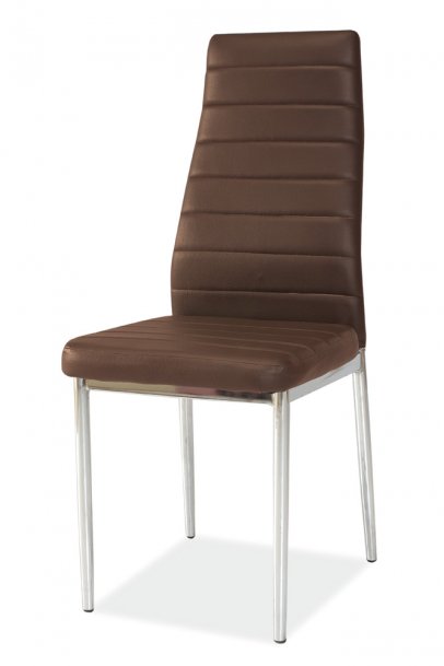 Židle jídelní kovová čalouněná chrom/hnědá H-261