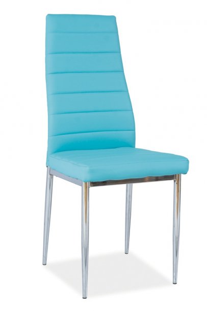 Židle jídelní kovová čalouněná chrom/modrá H-261