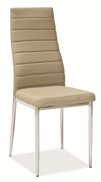 Židle jídelní kovová čalouněná chrom/béžová H-261