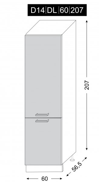 kuchyňská skříňka dolní vysoká SILVER+ HAVANA D14/DL/60/207 - grey