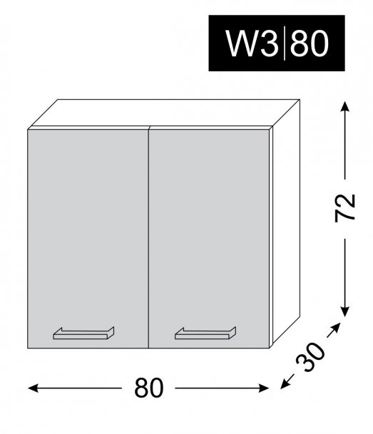 kuchyňská skříňka horní SILVER+ LATTE W3/80 - grey
