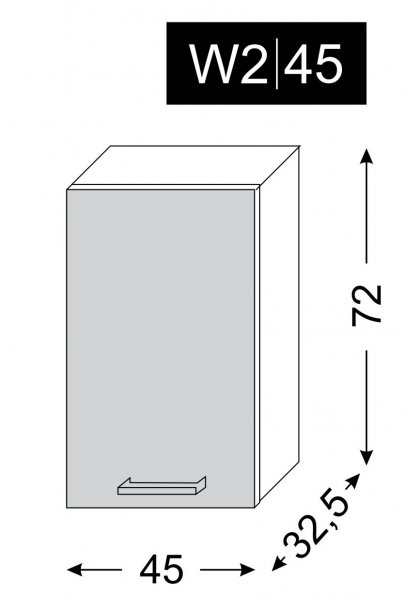 kuchyňská skříňka horní SILVER+ BLACK PINE W2/45 - grey