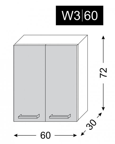kuchyňská skříňka horní PLATINUM WHITE STRIPES W3/60 - grey