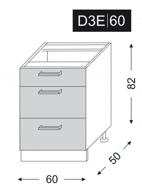 kuchyňská skříňka dolní PLATINUM WHITE STRIPES D3E/60 - grey