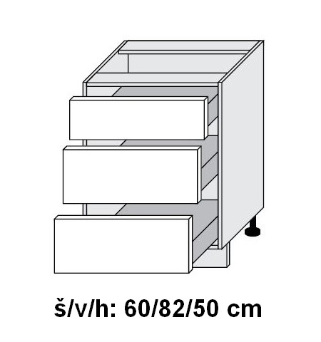 Dolní skříňka se zásuvkami PLATINUM DEEP RED 60 cm