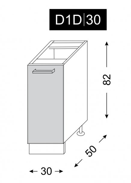 kuchyňská skříňka dolní PLATINUM WHITE D1D/30 - jersey