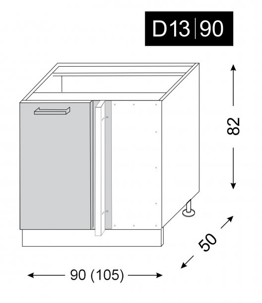 kuchyňská skříňka dolní QUANTUM MAPLE D13/90 (105) - grey
