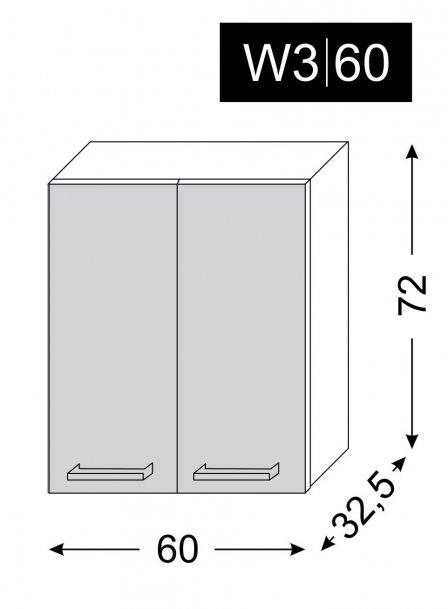 kuchyňská skříňka horní SILVER+ BLACK PINE W3/60 - grey