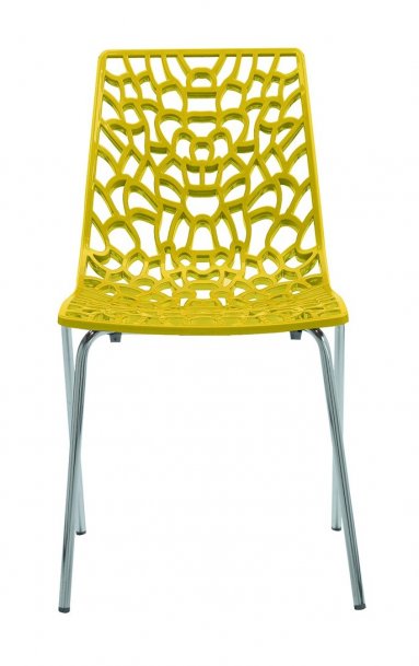 Židle jídelní plastová žlutá GROOVE