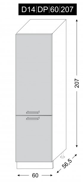 kuchyňská skříňka dolní vysoká PLATINUM ROSE RED D14/DP/60/207 - grey