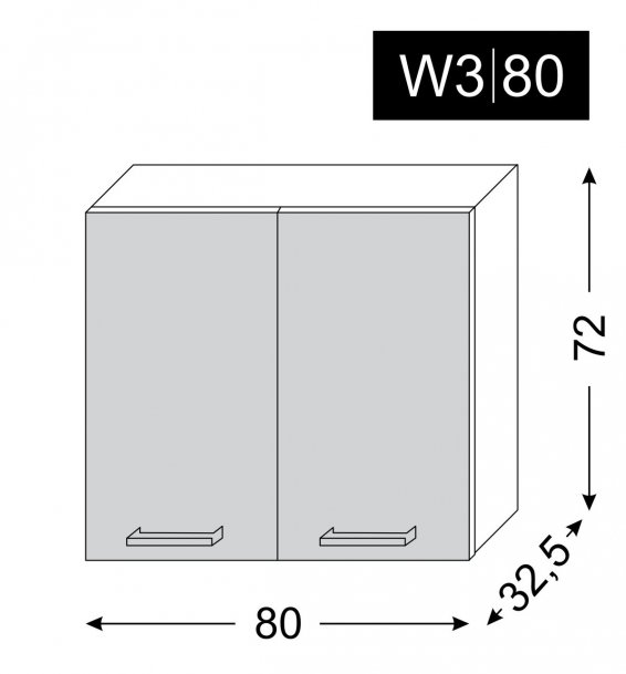 kuchyňská skříňka horní SILVER+ BLACK PINE W3/80 - grey