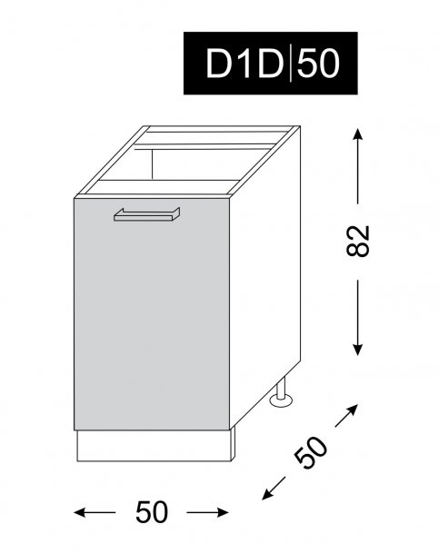kuchyňská skříňka dolní TITANIUM FINO BÍLÁ D1D/50 - grey