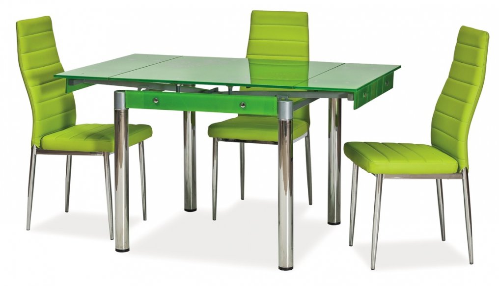 Stůl jídelní rozkládací zelená/chrom GD-082