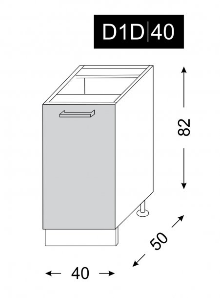 kuchyňská skříňka dolní PLATINUM DEEP RED D1D/40 - grey