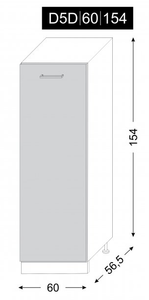 kuchyňská skříňka dolní vysoká QUANTUM MAPLE D5D/60/154 - grey