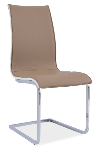 Židle jídelní kovová čalouněná béžová/bílá H-133
