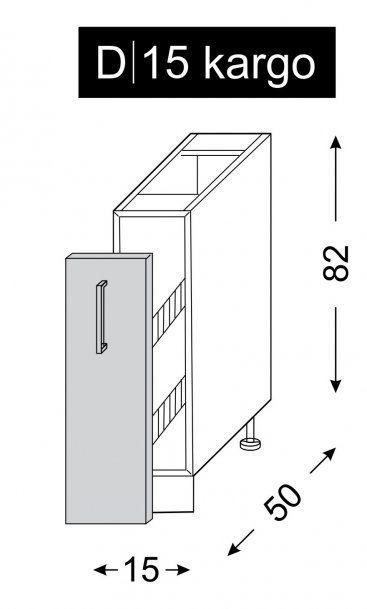 kuchyňská skříňka dolní PLATINUM WHITE D/15 cargo - grey