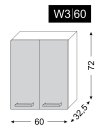 kuchyňská skříňka horní SILVER+ LATTE W3/60 - grey