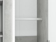 Skříň šatní dvoudvéřová stříbrný beton/bílý lesk LUMENS 01