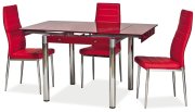 Stůl jídelní rozkládací červená/chrom GD-082
