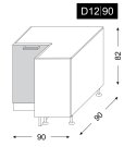 kuchyňská skříňka dolní QUANTUM VANILA D12/90 karusel - grey