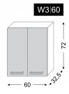 kuchyňská skříňka horní PLATINUM VANILIA W3/60 - grey