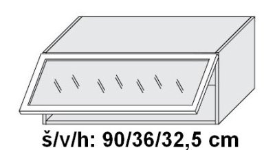 Horní skříňka prosklená 90 cm ALU - grey