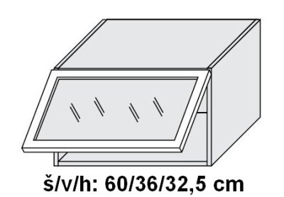 Horní skříňka prosklená 60 cm ALU - grey