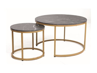 Konferenční stolek černý mramor/zlatá DION GOLD