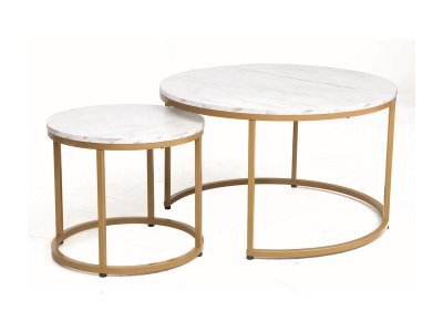 Konferenční stolek bílý mramor/zlatá DION GOLD